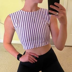 Vintage tie-back striped cropped tank